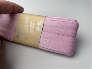 Jersey skråbånd - lys pink, 20 mm og 3 meter